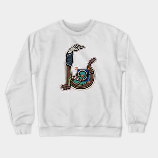 Letter U Manicule W 14C Maastricht Psalter parody Crewneck Sweatshirt